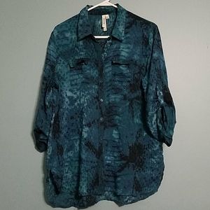 Gorgeous Teal Snakeskin Blouse